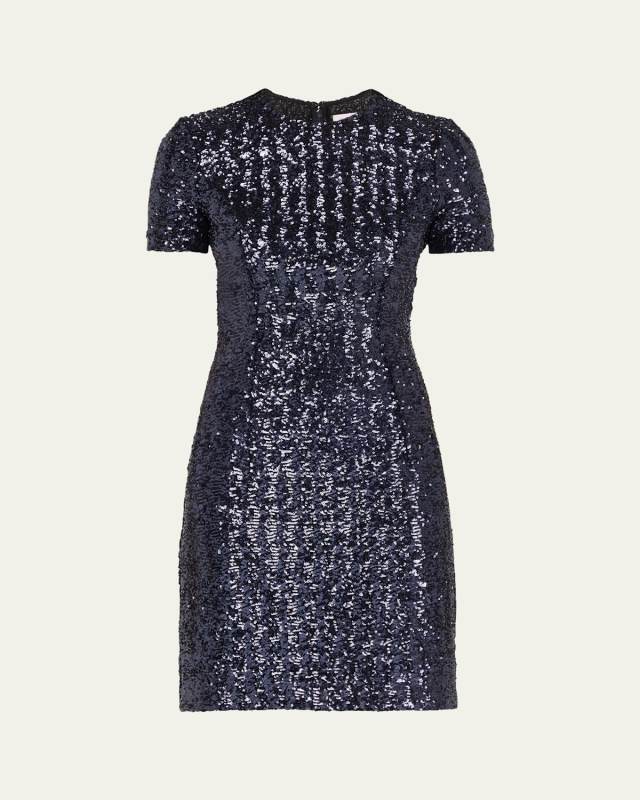 Sequined Short-Sleeve Mini Dress